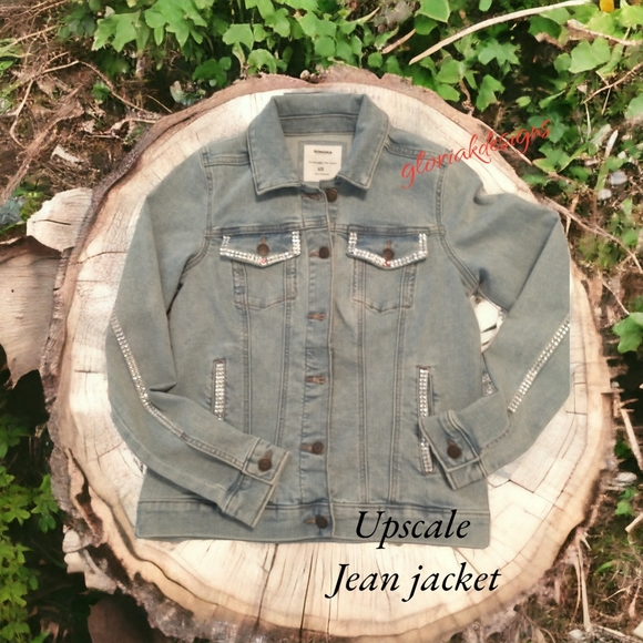 Upcycled Jean denim xs Western style  cowgirl star studded handcrafted chambray - Picture 3 of 13
